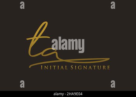 TA Letter Signature Logo Template elegant design logo. Hand drawn Calligraphy lettering Vector illustration. Stock Vector