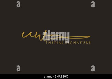 UW Letter Signature Logo Template elegant design logo. Hand drawn Calligraphy lettering Vector illustration. Stock Vector