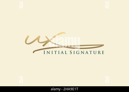 UX Letter Signature Logo Template elegant design logo. Hand drawn Calligraphy lettering Vector illustration. Stock Vector