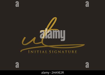 UT Letter Signature Logo Template elegant design logo. Hand drawn Calligraphy lettering Vector illustration. Stock Vector