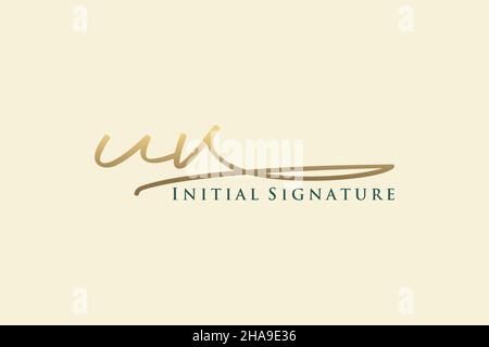 UV Letter Signature Logo Template elegant design logo. Hand drawn Calligraphy lettering Vector illustration. Stock Vector