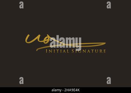 UO Letter Signature Logo Template elegant design logo. Hand drawn Calligraphy lettering Vector illustration. Stock Vector