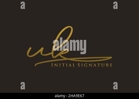 UK Letter Signature Logo Template elegant design logo. Hand drawn Calligraphy lettering Vector illustration. Stock Vector