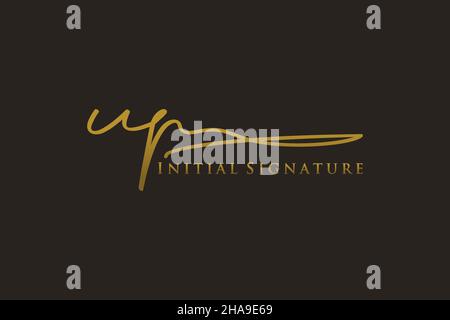 UP Letter Signature Logo Template elegant design logo. Hand drawn Calligraphy lettering Vector illustration. Stock Vector