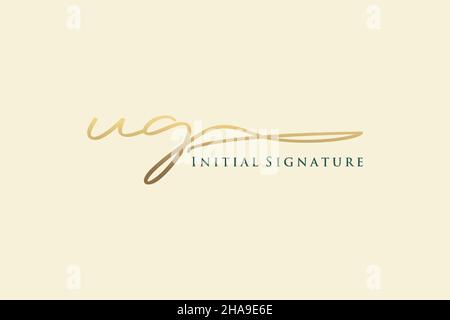 UG Letter Signature Logo Template elegant design logo. Hand drawn Calligraphy lettering Vector illustration. Stock Vector
