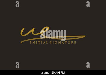 UE Letter Signature Logo Template elegant design logo. Hand drawn Calligraphy lettering Vector illustration. Stock Vector