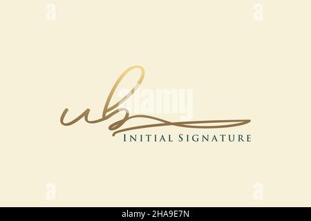 UB Letter Signature Logo Template elegant design logo. Hand drawn Calligraphy lettering Vector illustration. Stock Vector