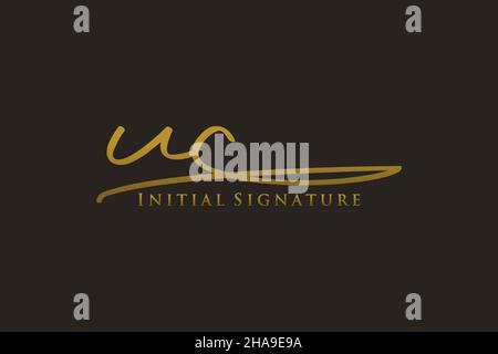 UC Letter Signature Logo Template elegant design logo. Hand drawn Calligraphy lettering Vector illustration. Stock Vector