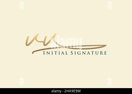 VV Letter Signature Logo Template elegant design logo. Hand drawn Calligraphy lettering Vector illustration. Stock Vector