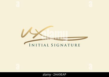 VX Letter Signature Logo Template elegant design logo. Hand drawn Calligraphy lettering Vector illustration. Stock Vector