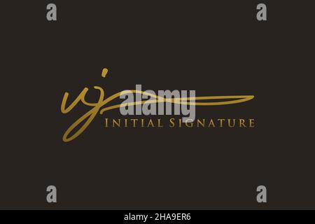 VJ Letter Signature Logo Template elegant design logo. Hand drawn Calligraphy lettering Vector illustration. Stock Vector