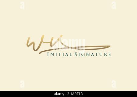 WV Letter Signature Logo Template elegant design logo. Hand drawn Calligraphy lettering Vector illustration. Stock Vector