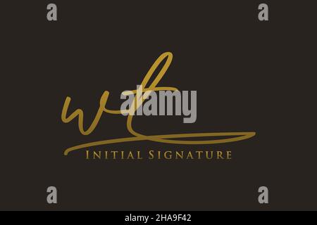 WT Letter Signature Logo Template elegant design logo. Hand drawn Calligraphy lettering Vector illustration. Stock Vector