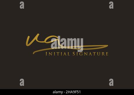 VA Letter Signature Logo Template elegant design logo. Hand drawn Calligraphy lettering Vector illustration. Stock Vector