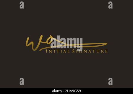WO Letter Signature Logo Template elegant design logo. Hand drawn Calligraphy lettering Vector illustration. Stock Vector