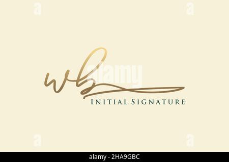 WB Letter Signature Logo Template elegant design logo. Hand drawn Calligraphy lettering Vector illustration. Stock Vector