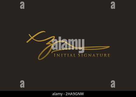 XZ Letter Signature Logo Template elegant design logo. Hand drawn Calligraphy lettering Vector illustration. Stock Vector