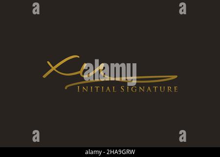 XU Letter Signature Logo Template elegant design logo. Hand drawn Calligraphy lettering Vector illustration. Stock Vector