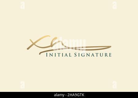 XN Letter Signature Logo Template elegant design logo. Hand drawn Calligraphy lettering Vector illustration. Stock Vector
