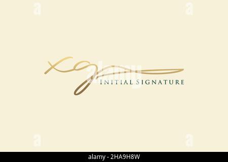 XG Letter Signature Logo Template elegant design logo. Hand drawn Calligraphy lettering Vector illustration. Stock Vector
