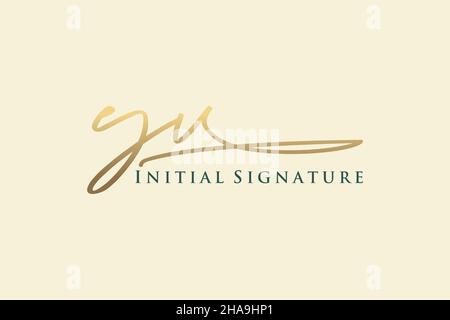 YV Letter Signature Logo Template elegant design logo. Hand drawn Calligraphy lettering Vector illustration. Stock Vector