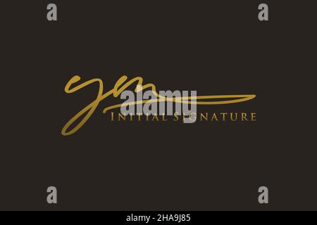 YM Letter Signature Logo Template elegant design logo. Hand drawn Calligraphy lettering Vector illustration. Stock Vector