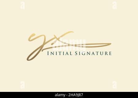 YX Letter Signature Logo Template elegant design logo. Hand drawn Calligraphy lettering Vector illustration. Stock Vector