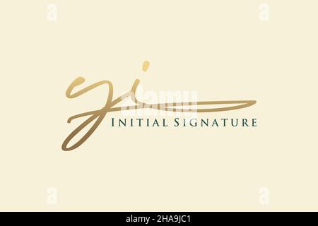 YI Letter Signature Logo Template elegant design logo. Hand drawn Calligraphy lettering Vector illustration. Stock Vector