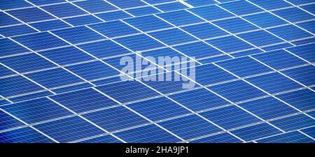 Powerful solar power panels for generating electricity from renewable sources. Close-up. Selective focus. Stock Photo