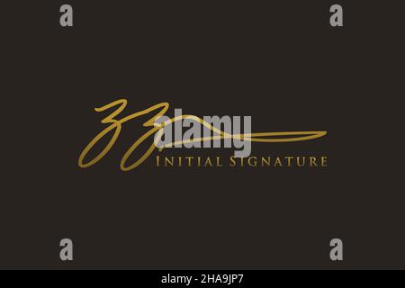 ZZ Letter Signature Logo Template elegant design logo. Hand drawn Calligraphy lettering Vector illustration. Stock Vector