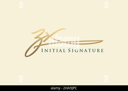 ZX Letter Signature Logo Template elegant design logo. Hand drawn Calligraphy lettering Vector illustration. Stock Vector