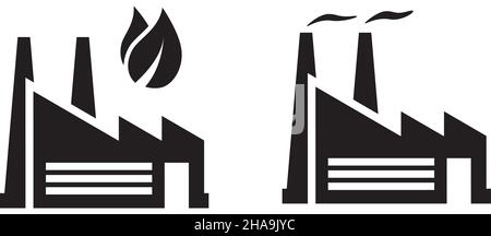 polluting and ecological production icon in simple style on white background. Stock Vector