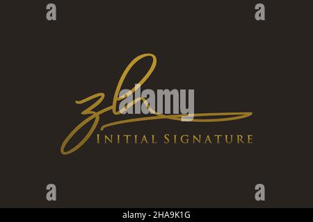 ZH Letter Signature Logo Template elegant design logo. Hand drawn Calligraphy lettering Vector illustration. Stock Vector