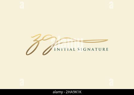 ZG Letter Signature Logo Template elegant design logo. Hand drawn Calligraphy lettering Vector illustration. Stock Vector