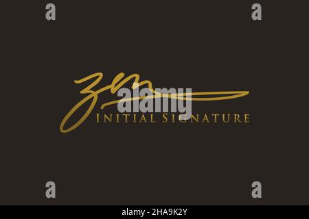 ZM Letter Signature Logo Template elegant design logo. Hand drawn Calligraphy lettering Vector illustration. Stock Vector