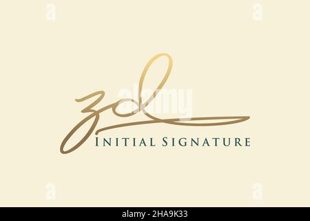 ZD Letter Signature Logo Template elegant design logo. Hand drawn Calligraphy lettering Vector illustration. Stock Vector