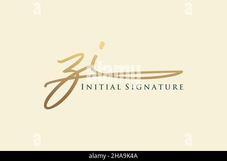 ZI Letter Signature Logo Template elegant design logo. Hand drawn Calligraphy lettering Vector illustration. Stock Vector