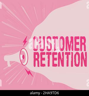 Writing displaying text Customer Retention. Word Written on Keeping loyal customers Retain many as possible Megaphone Drawing Making New Loud Stock Photo