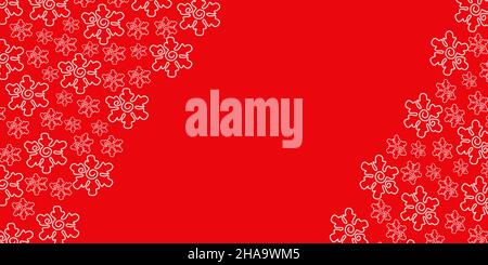 Abstract Christmas background with a pattern of hand-drawn snowflakes and located diagonally in the upper left and lower right. Place for your text. Vector illustration for banner, business and post card Stock Vector