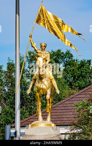 Joan of Arc is commemorated with a golden statue, Nov. 15, 2015, in New Orleans, Louisiana. Stock Photo