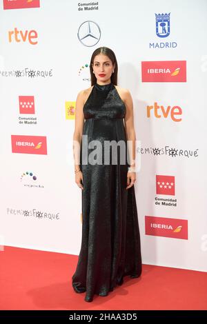 Madrid. Spain. 20211211,  Hiba Abouk attends 27th Jose Maria Forque Awards - Red Carpet at Palacio de Congresos de IFEMA on December 11, 2021 in Madrid, Spain Stock Photo