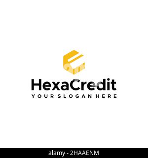 Modern flat letter mark HEXA CREDIT logo design Stock Vector