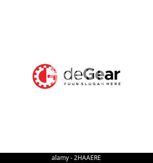 flat lettermark initial dG deGear logo design Stock Vector