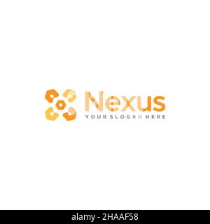 Flat colorful Nexus circuit tech logo design Stock Vector
