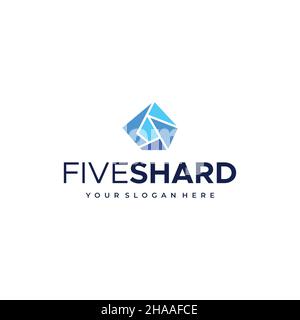 Minimalist flat letter mark FIVE SHARD logo design Stock Vector