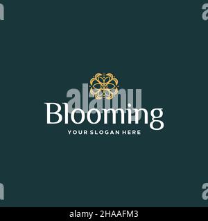 Modern flat letter mark BLOOMING mark logo design  Stock Vector