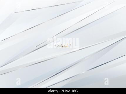 Elegant abstract white and gray gradient stripes with silver diagonal lines decoration luxury background. Vector illustration Stock Vector