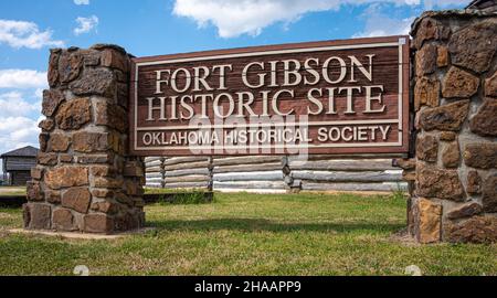 Fort Gibson Historic Site, a historic military post in Oklahoma that guarded the American frontier in Indian Territory from 1824 until 1888. (USA) Stock Photo