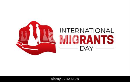 Red International Migrants Day Logo Icon Stock Vector