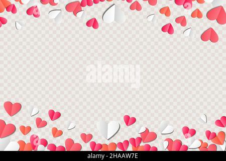 shape of heart in paper cut style. shape of heart png. valentine transparent background. valentine decoration. vector design Stock Vector